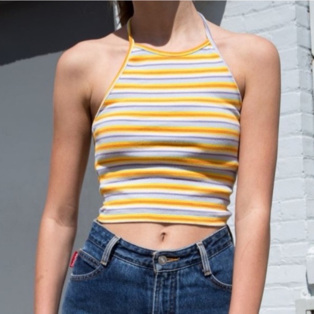 Brandy Melville rainbow cropped Laura halter top
